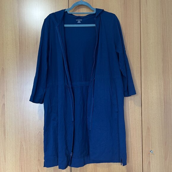 Swim Coverup Zip Drawstring Cotton Dress - Picture 2 of 4